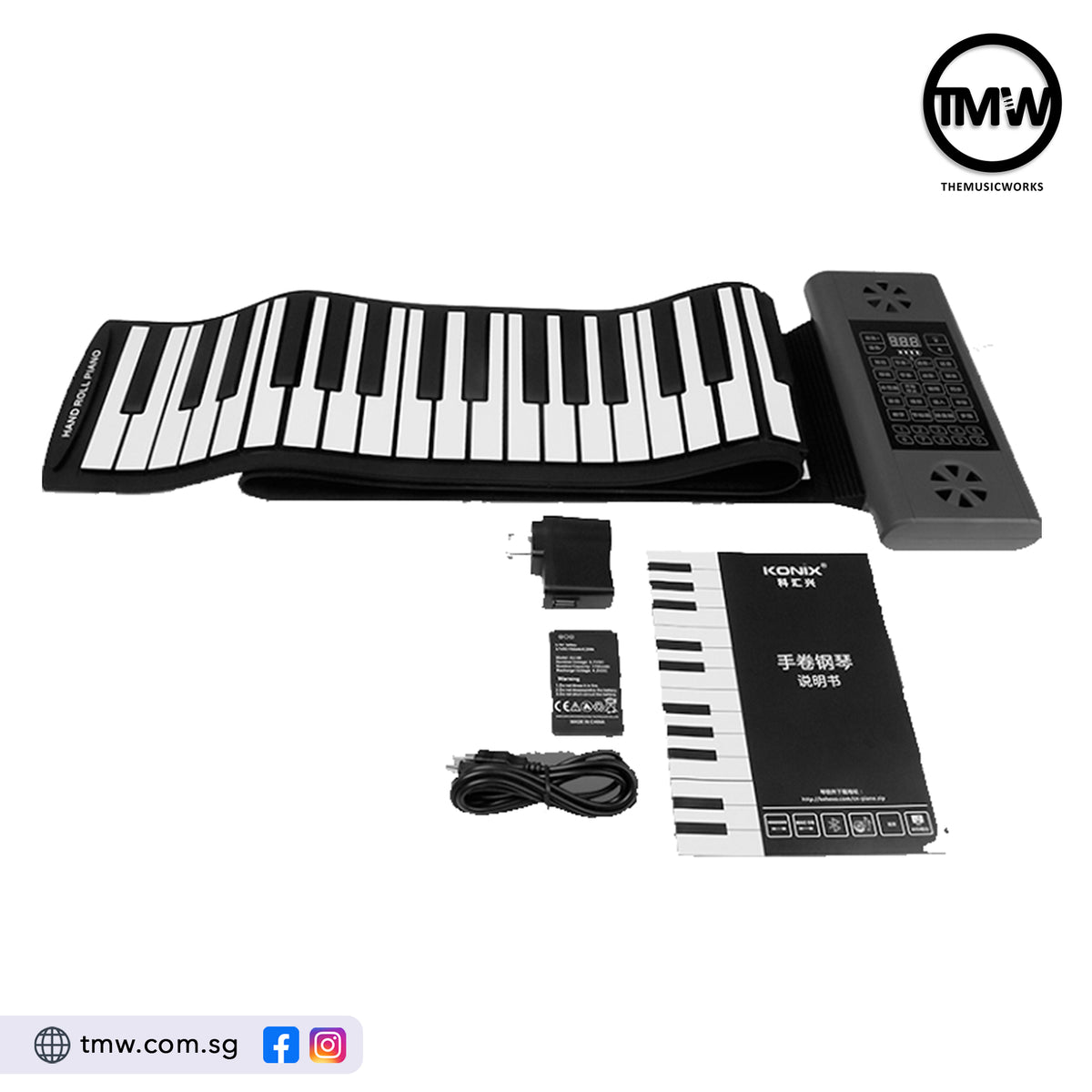 Konix PS61B Roll-Up Foldable Piano