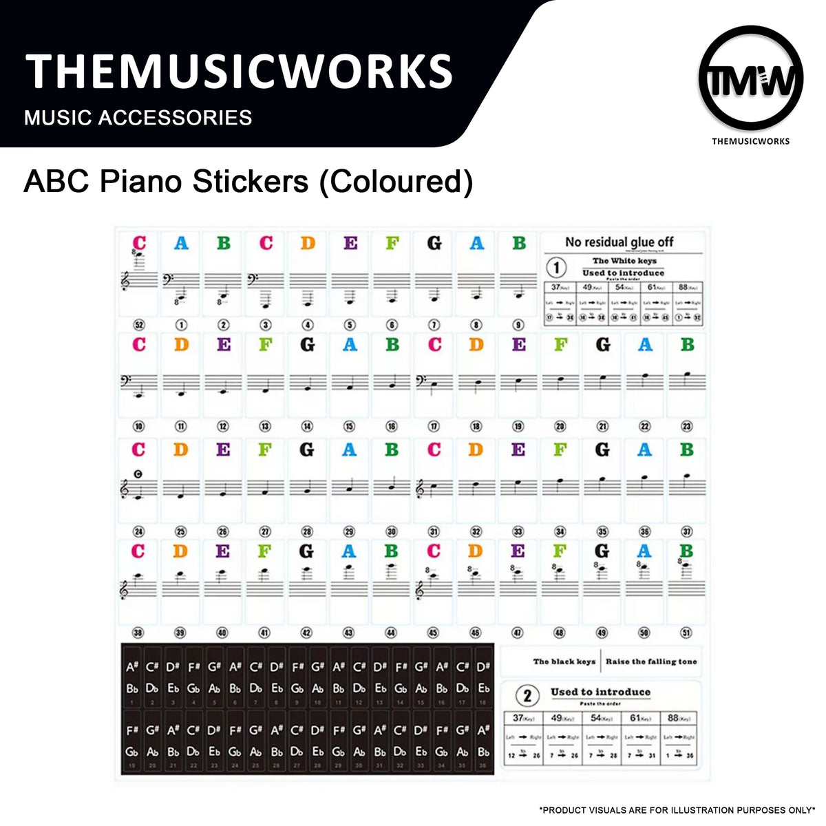 ABC or 123 Piano Stickers
