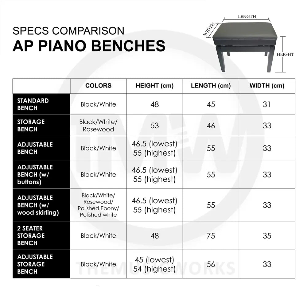 Standard Piano Bench AP-NBQ90