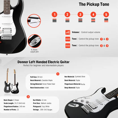 Donner DST-100L Left-Handed Electric Guitar