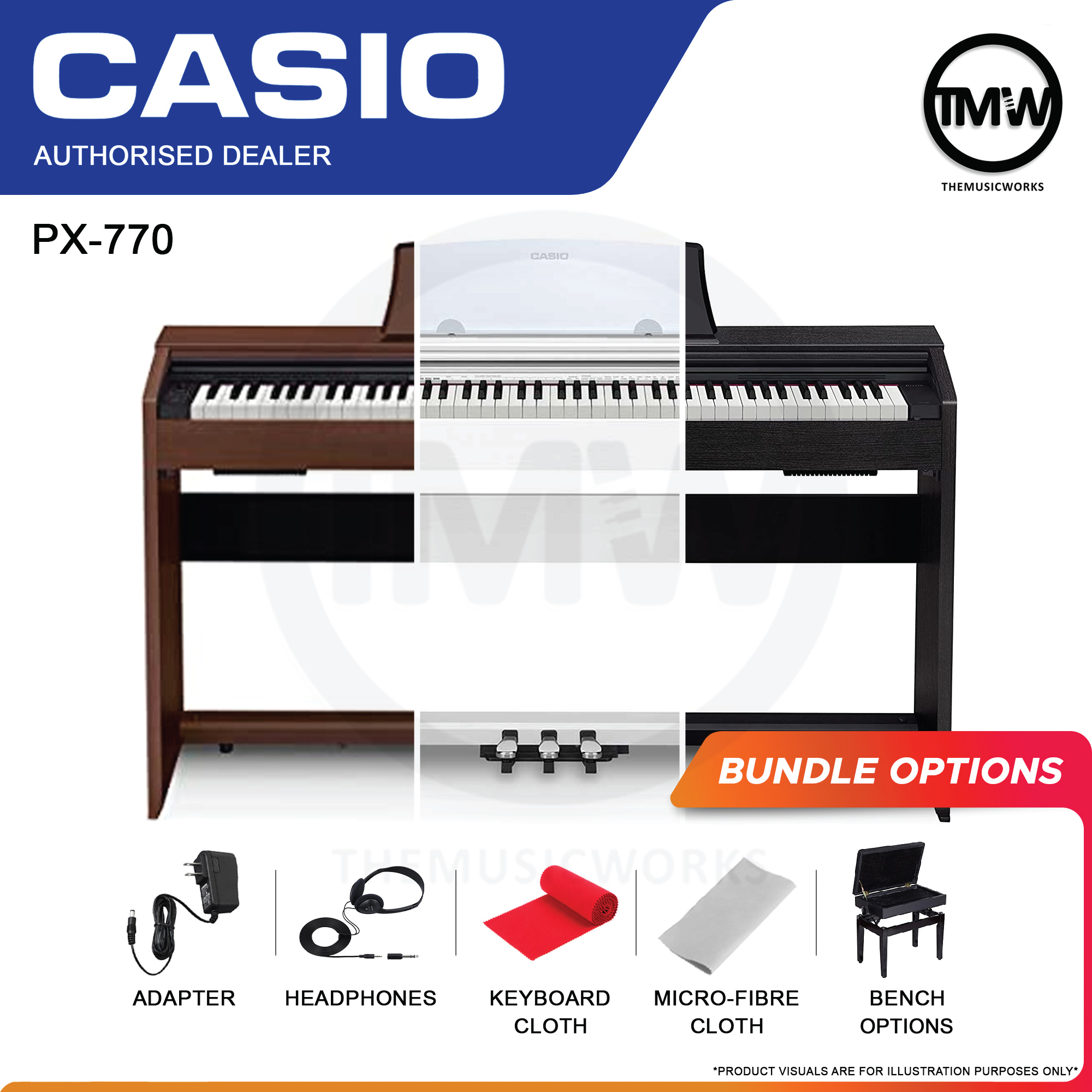 casio px-770 digital piano singapore black white brown tmw