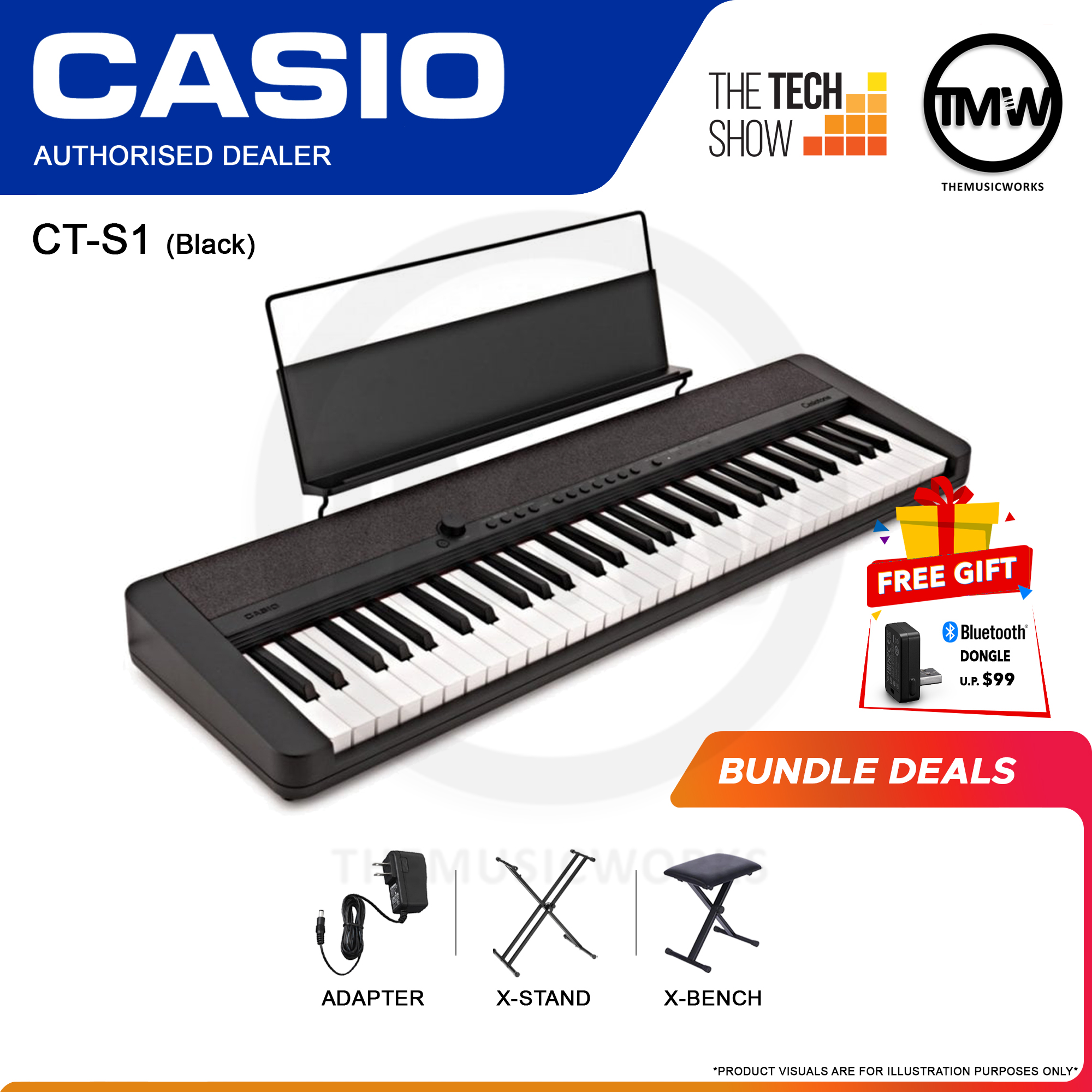 Casio CT-S1 Digital Piano Singapore Black COMEX The Tech Show December 2021 Bundle Deals