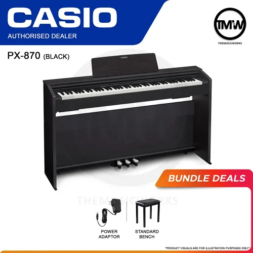 casio px-870 black digital piano tmw singapore adaptor standard bench