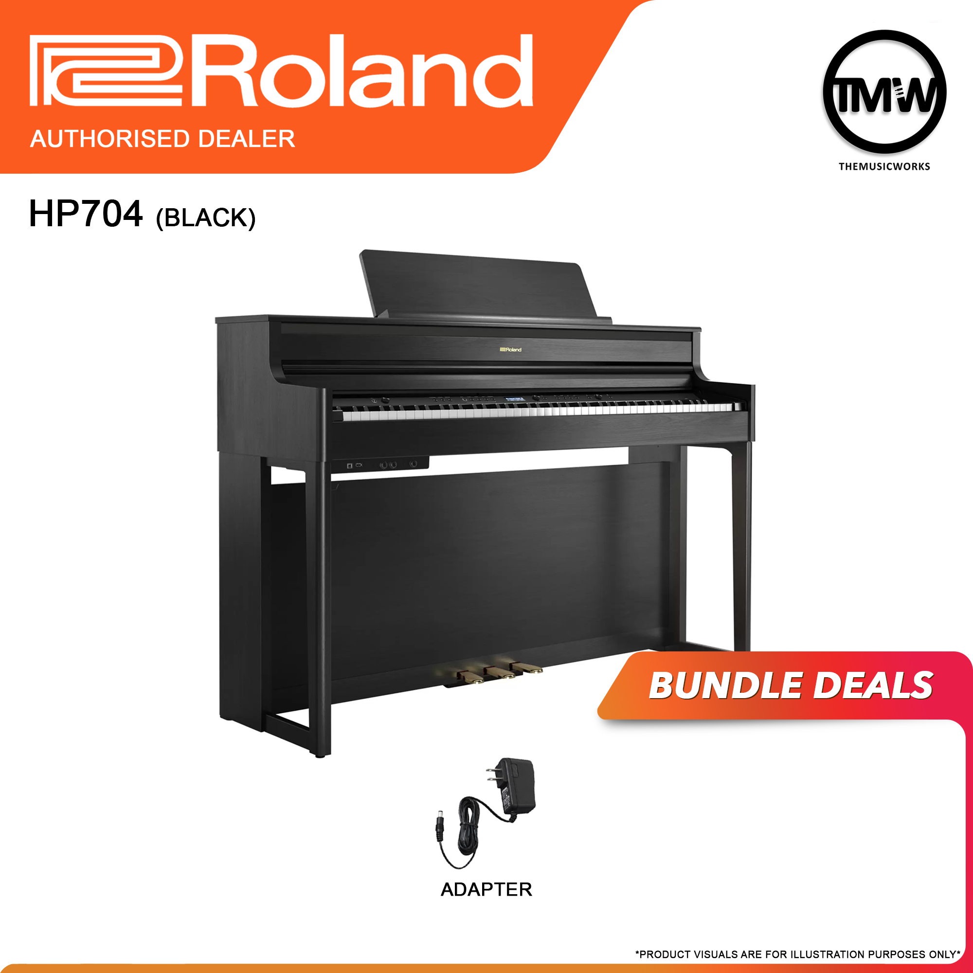 roland hp704 black with adapter