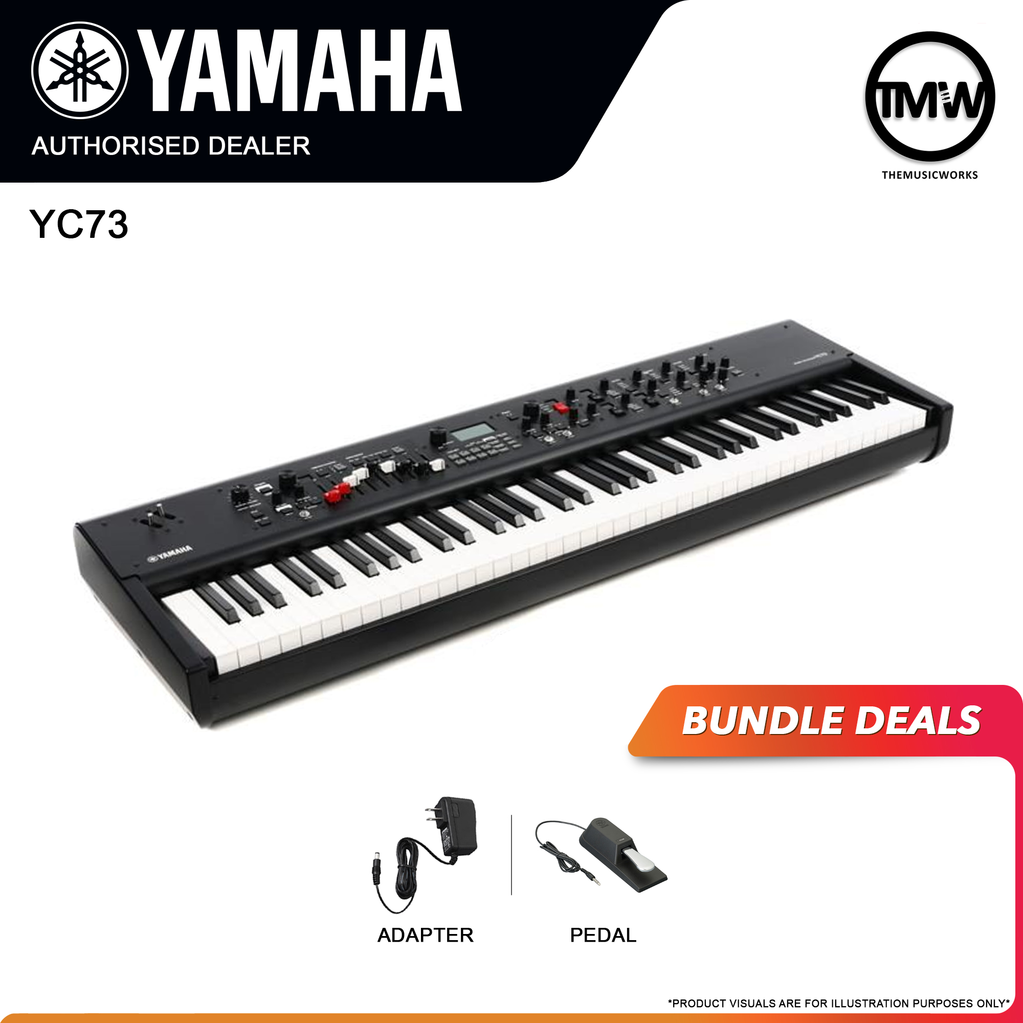 yamaha yc73 with adapter, and pedal