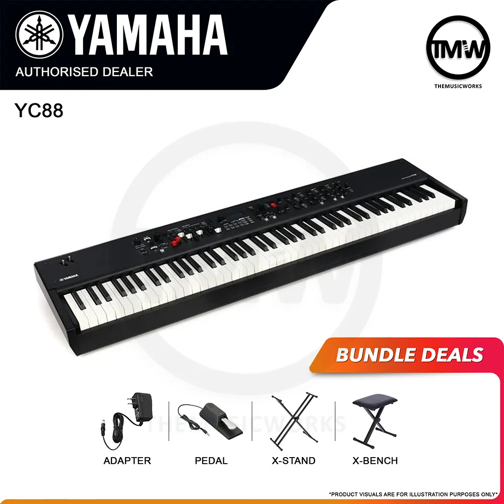 yamaha yc88 digital stage piano tmw singapore adaptor sustain pedal x-stand x-bench