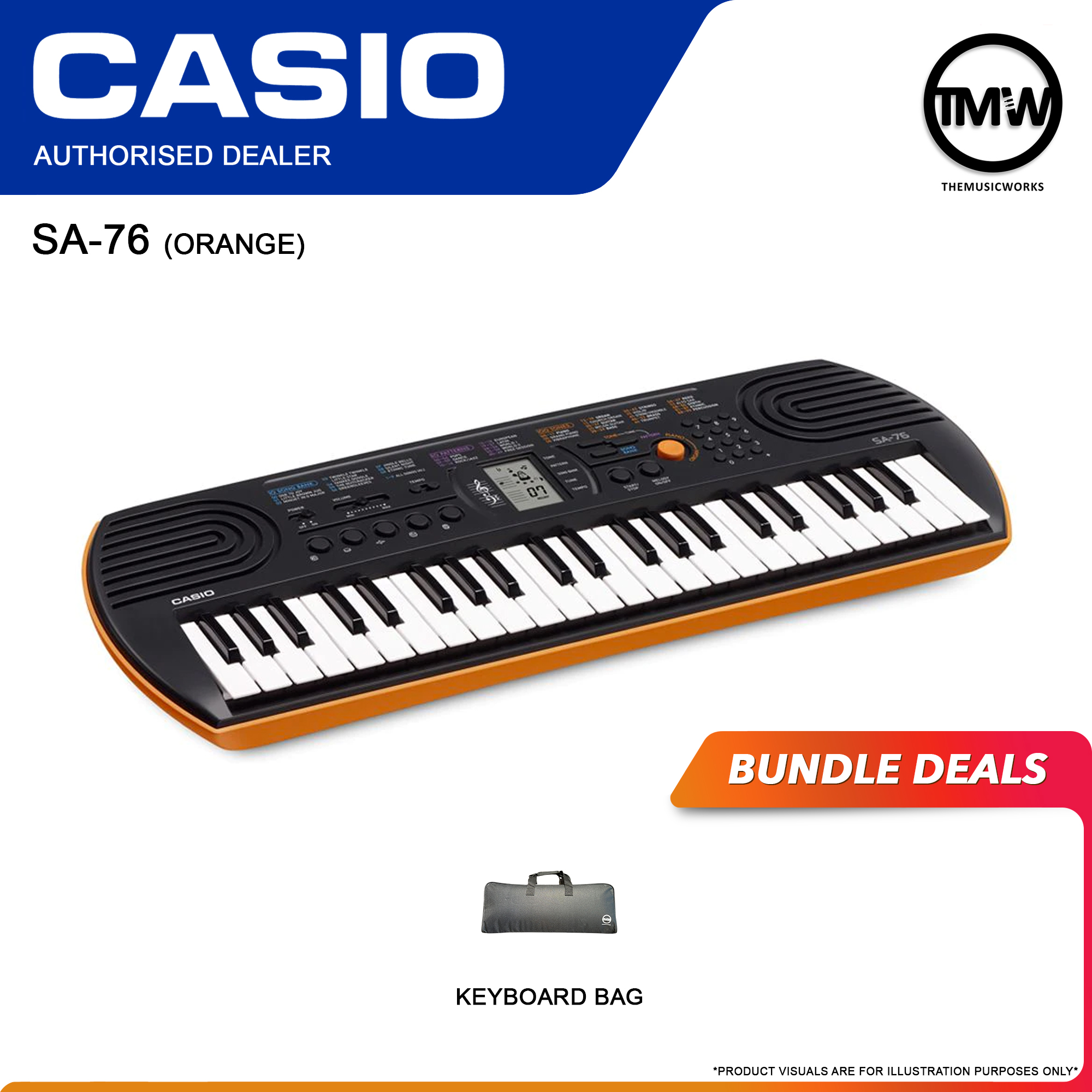 casio sa-76 orange mini keyboard piano children tmw