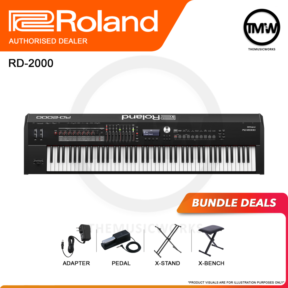 roland rd-2000 digital stage piano singapore adaptor pedal x-stand x-bench tmw